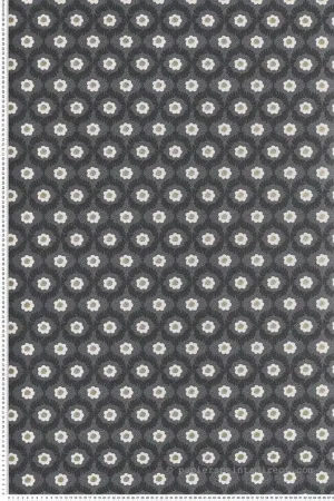 Certifié Papier peint Fleurettes Vintage Emma gris noir doré - Rifle Paper Co. 3 de York (Initiales) Réf. INI-RF7442