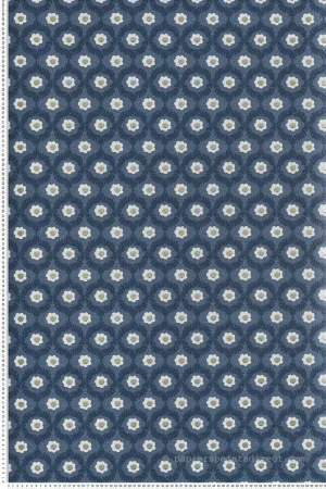 Retour Gratuit Papier peint Fleurettes Vintage Emma bleu doré - Rifle Paper Co. 3 de York (Initiales) Réf. INI-RF7441