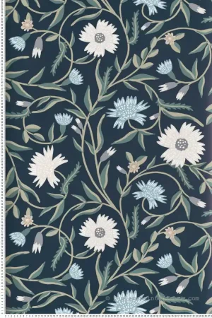 Papier peint Floral Élégant Aster marine mastic - Rifle Paper Co. 3 de York (Initiales) Réf. INI-RF7435 Offre Du Jour