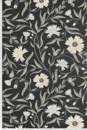 Papier peint Floral Élégant Aster beige noir - Rifle Paper Co. 3 de York (Initiales) Réf. INI-RF7434 Quantité Limitée