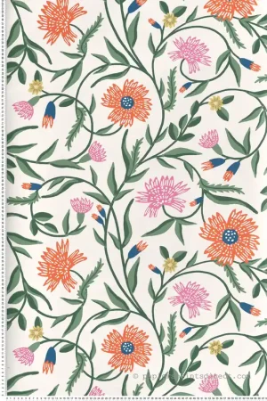 Offre Du Jour Papier peint Floral Élégant Aster multicouleurs beige - Rifle Paper Co. 3 de York (Initiales) Réf. INI-RF7433