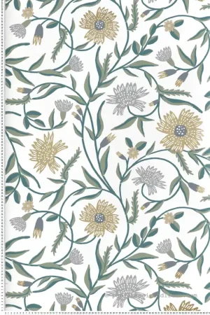 Commander Vite Papier peint Floral Élégant Aster vert doré - Rifle Paper Co. 3 de York (Initiales) Réf. INI-RF7432