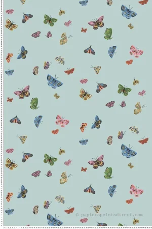Expédition Rapide Papier peint Papillons Poétiques House bleu ciel doré - Rifle Paper Co. 3 de York (Initiales) Réf. INI-RF7414
