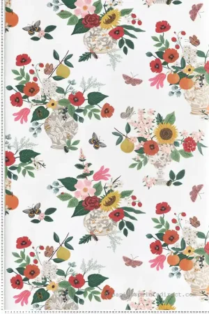 Papier peint Bouquets Fleuris Studies rouge multicouleurs - Rifle Paper Co. 3 de York (Initiales) Réf. INI-RF7404 Petit Prix
