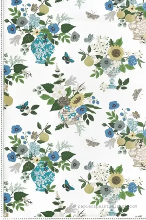 Expédié Aujourd'hui Papier peint Bouquets Fleuris Studies bleu sable - Rifle Paper Co. 3 de York (Initiales) Réf. INI-RF7401
