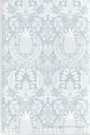 Papier peint Vintage Pineapple Damask bleu doux - Rifle Paper Co. 3 de York (Initiales) Réf. INI-RF7484 Affaire À Saisir