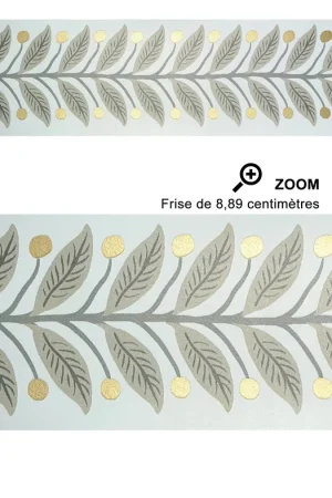 Seulement Aujourd'hui Papier peint Frise Feuillage Garden gris doré - Rifle Paper Co. 3 de York (Initiales) Réf. INI-RF7532B