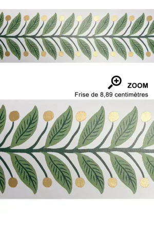 Papier peint Frise Feuillage Garden vert doré - Rifle Paper Co. 3 de York (Initiales) Réf. INI-RF7531B Soldes