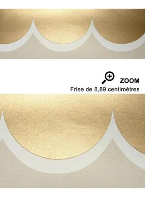 Papier peint Frise Géométrique Scallop beige doré - Rifle Paper Co. 3 de York (Initiales) Réf. INI-RF7521B Offre Spéciale