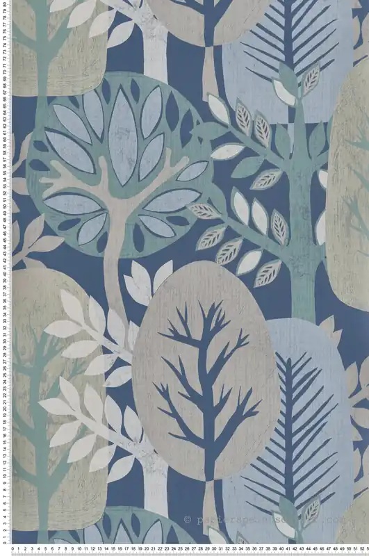 Solde Papier peint Forêt Enfantin bleu marine - Esterel de Montecolino Réf. MC-AN28284