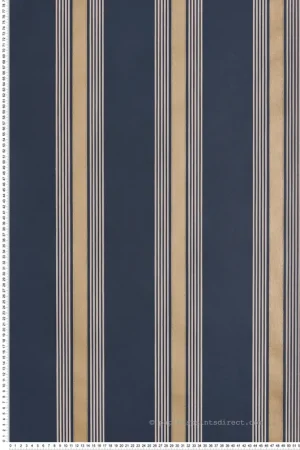 Papier peint Rayure Rétro Manetti bleu marine doré - Alberti d‘Osborne & Little Réf. OSB-W7983-01 Vente Flash