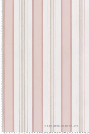 Nouveauté Papier peint Rayure Vintage Peruzzi rose argenté - Alberti d‘Osborne & Little Réf. OSB-W7982-03