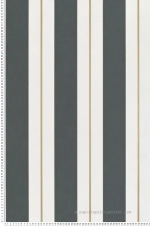 Prix Promo Papier peint Rayure Classique Bramante anthracite doré - Alberti d‘Osborne & Little Réf. OSB-W7980-05