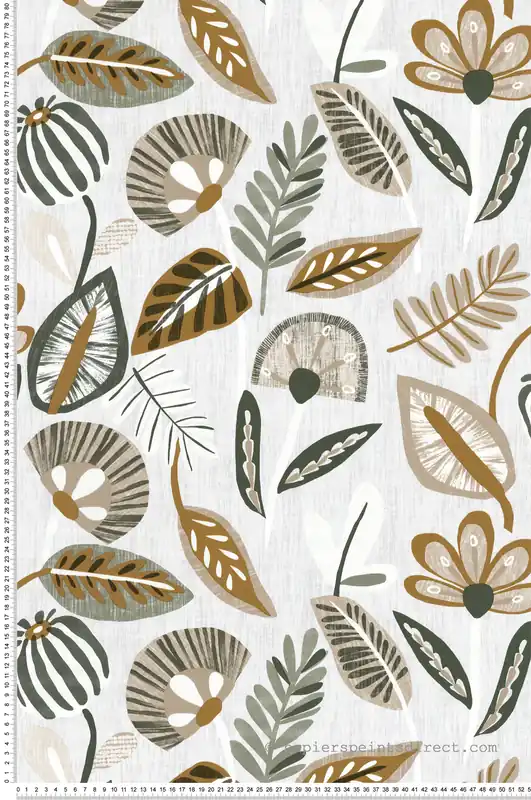 Usine Directe Papier peint Herbier Papyrus vert camel - Aroma de Lutèce Réf. LTC-51252104