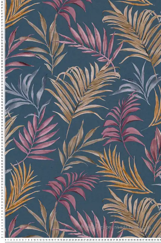 Produit De Marque Papier peint Palmes Midnight Botanica bleu marine - Cosmoliving d‘A.S. Création Réf. AS-791085