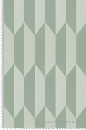 Offre Exclusive Papier peint Damier Graphique Groove vert amande métallisé - Cosmoliving d‘A.S. Création Réf. AS-790864