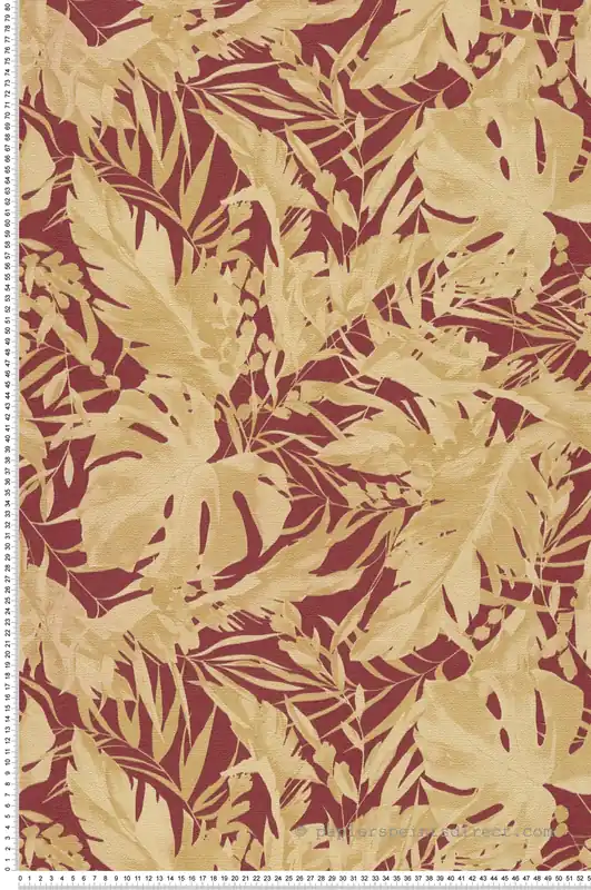 Prix Promo Papier peint Jungle Végétaux Earthlines bordeaux doré - Cosmoliving d‘A.S. Création Réf. AS-790635