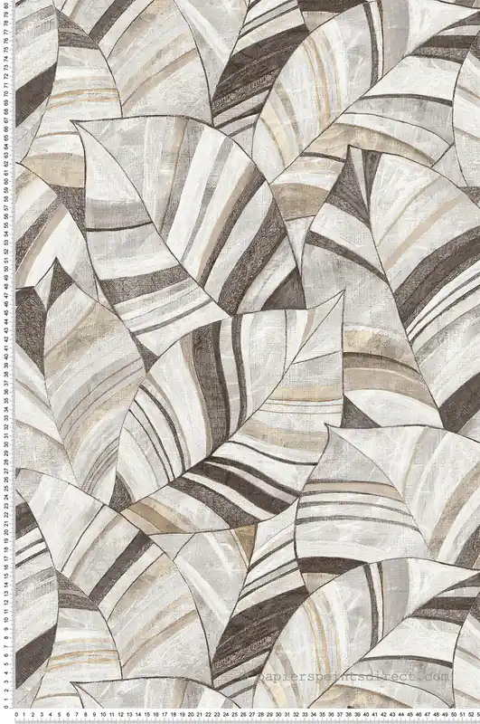 Papier peint Feuillage Nature gris beige - Vancouver de Montecolino Réf. MC-SY27560 Petit Prix