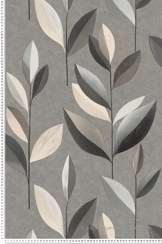 Produit De Marque Papier peint Feuille Design gris - Vancouver de Montecolino Réf. MC-SY27554