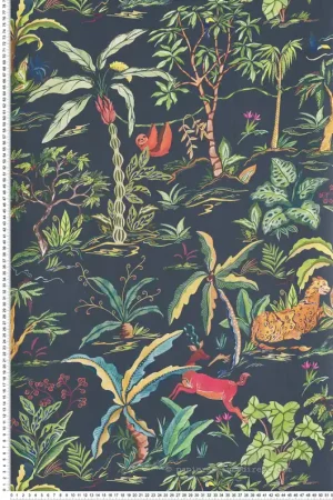 Papier peint Jungle Originale Salento bleu nuit - Ananda d‘Osborne & Little Réf. OSB-W8036-01 Meilleure Vente