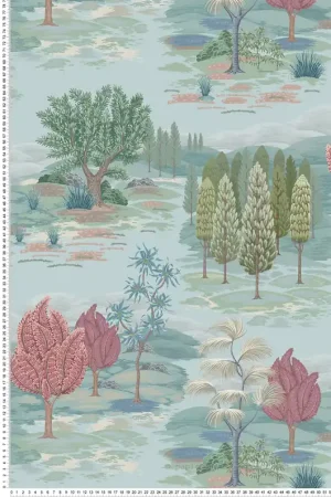 Promotion Papier peint Nature Monteverde bleu rose - Ananda d‘Osborne & Little Réf. OSB-W8035-02