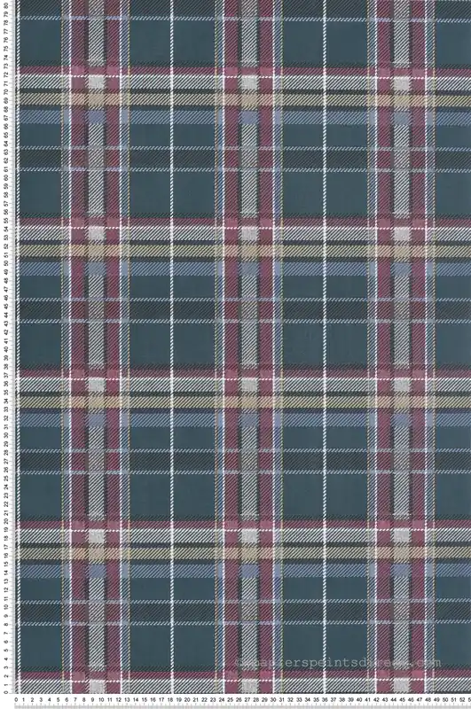Papier peint Tartan Classique bleu bordeaux - Maison Paradis de Lutèce Réf. LTC-MP15577 Offre Exclusive