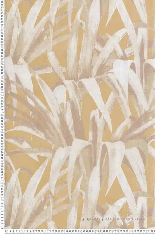 Pas Cher Papier peint Feuillage Palme Exotique moutarde irisé - Maison Paradis de Lutèce Réf. LTC-MP15523