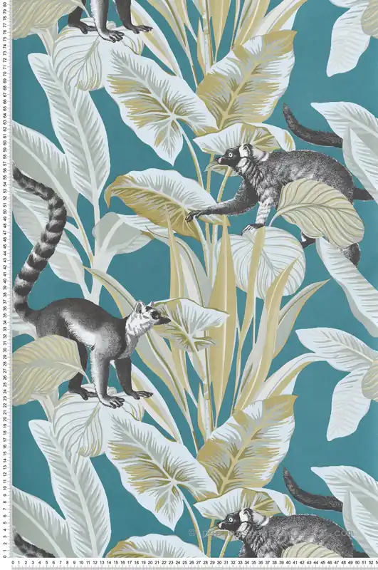 Pas Cher Papier peint Nature Animaux Lémurien bleu paon irisé - Maison Paradis de Lutèce Réf. LTC-MP15535