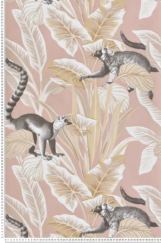 Commander Vite Papier peint Nature Animaux Lémurien rose doré - Maison Paradis de Lutèce Réf. LTC-MP15534