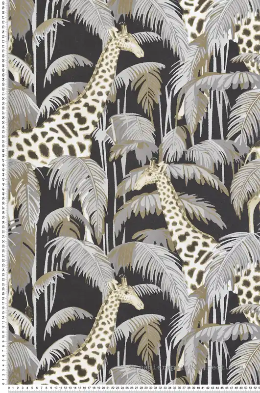 Papier peint Jungle Girafe noir doré - Maison Paradis de Lutèce Réf. LTC-MP15529 Petit Prix