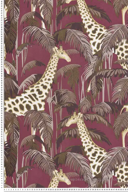 Papier peint Jungle Girafe prune doré - Maison Paradis de Lutèce Réf. LTC-MP15528 Promotion Saisonnière