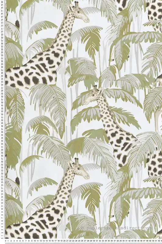Papier peint Jungle Girafe vert doré - Maison Paradis de Lutèce Réf. LTC-MP15527 Populaire