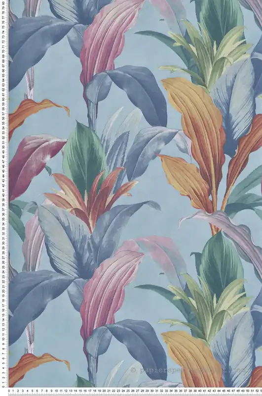 Dernier Modèle Papier peint Feuillage Ananas bleu doux - Maison Paradis de Lutèce Réf. LTC-MP15516