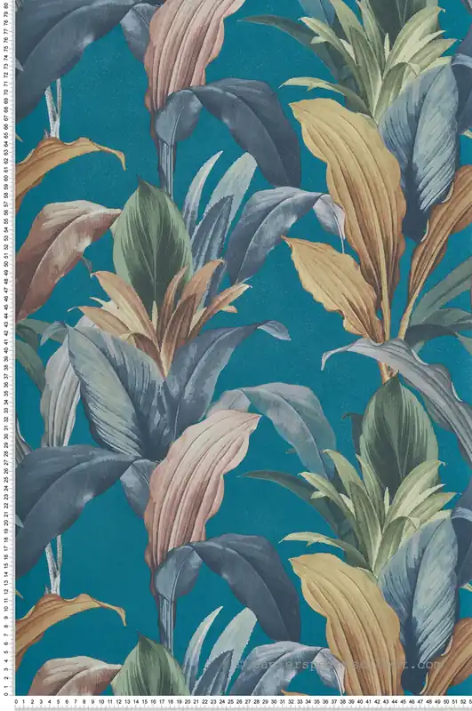 Papier peint Feuillage Ananas bleu canard - Maison Paradis de Lutèce Réf. LTC-MP15515 Remise