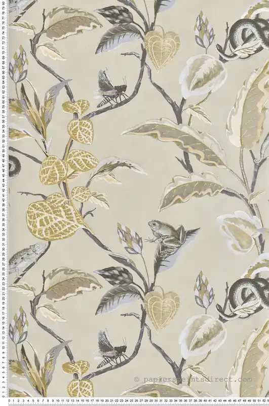 Acheter Direct Papier peint Animaux Botanique Feuillage vert amande doré - Maison Paradis de Lutèce Réf. LTC-MP15509