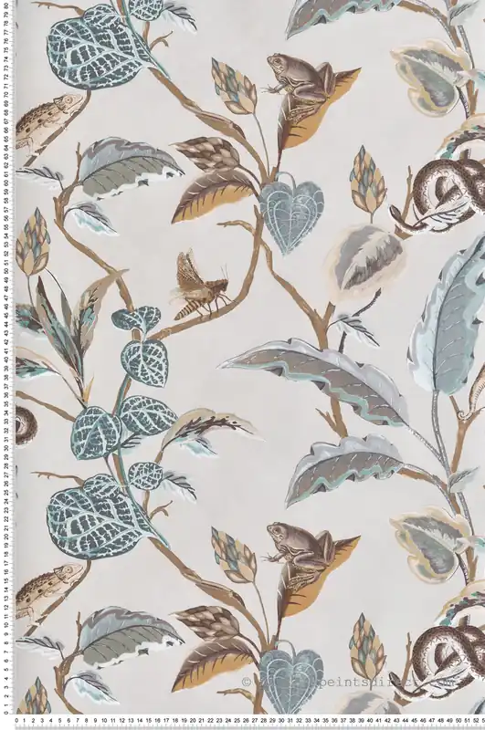Papier peint Animaux Botanique Feuillage beige bleu irisé - Maison Paradis de Lutèce Réf. LTC-MP15508 Commander Maintenant