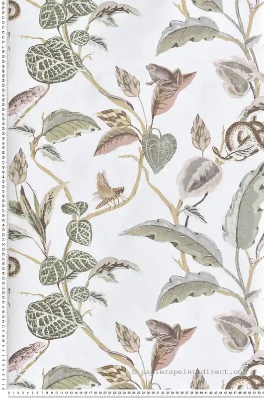 Marque Papier peint Animaux Botanique Feuillage vert rose doré - Maison Paradis de Lutèce Réf. LTC-MP15507