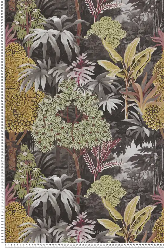 Papier peint Feuillage Artémis gris vert doré - Maison Paradis de Lutèce Réf. LTC-MP15503 Haute Qualité