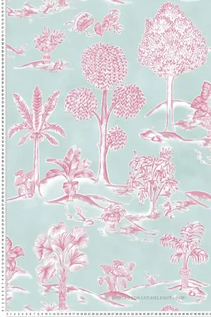 Papier peint Gravure Nature Karuna rose - Ananda d‘Osborne & Little Réf. OSB-W8033-05 Quantité Limitée