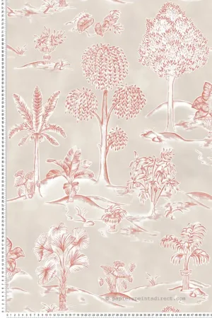 Commande En Gros Papier peint Gravure Nature Karuna grège - Ananda d‘Osborne & Little Réf. OSB-W8033-04