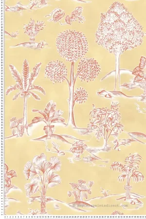 Papier peint Gravure Nature Karuna brique - Ananda d‘Osborne & Little Réf. OSB-W8033-03 Nouvelle Collection