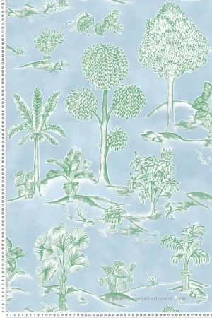 Papier peint Gravure Nature Karuna bleu ciel - Ananda d‘Osborne & Little Réf. OSB-W8033-02 Expédié Aujourd'hui