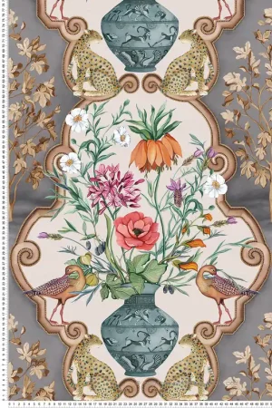 Papier peint Bouquet Vintage Sundara gris - Ananda d‘Osborne & Little Réf. OSB-W8031-04 Livraison Express