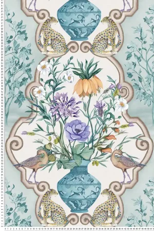 Commander Vite Papier peint Bouquet Vintage Sundara bleu d‘eau - Ananda d‘Osborne & Little Réf. OSB-W8031-01