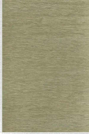 Quantité Limitée Papier peint Faux Uni Tissage Tatami vert lichen - Le Jacquard de Casamance Réf. CAS-C75345100