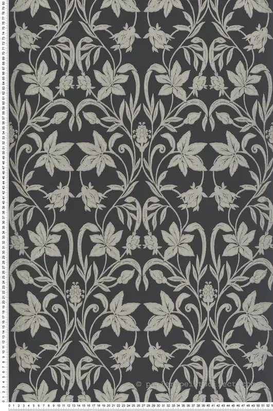 Seulement Aujourd'hui Papier peint Feuille Style Anglais Primrose noir fusain - Heritage de Casadéco Réf. HETA201239371