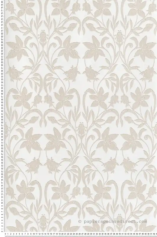 Satisfait Ou Remboursé Papier peint Feuille Style Anglais Primrose beige blanc - Heritage de Casadéco Réf. HETA201231022