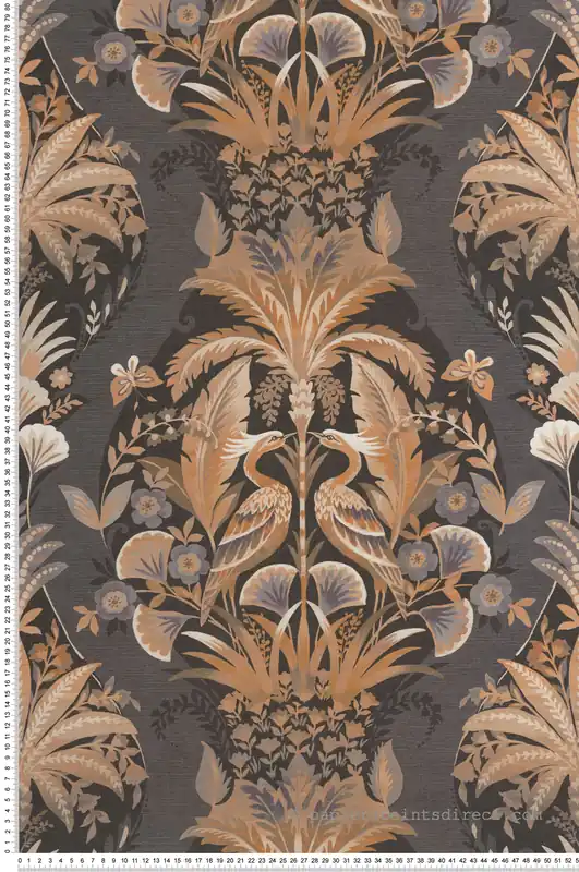 Commander Vite Papier peint Baroque Oiseau Whisper noir fusain - Heritage de Casadéco Réf. HETA201229411