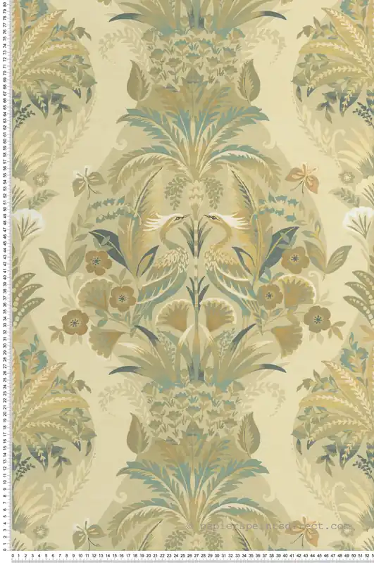 Bon Plan Papier peint Baroque Oiseau Whisper pistache - Heritage de Casadéco Réf. HETA201227293