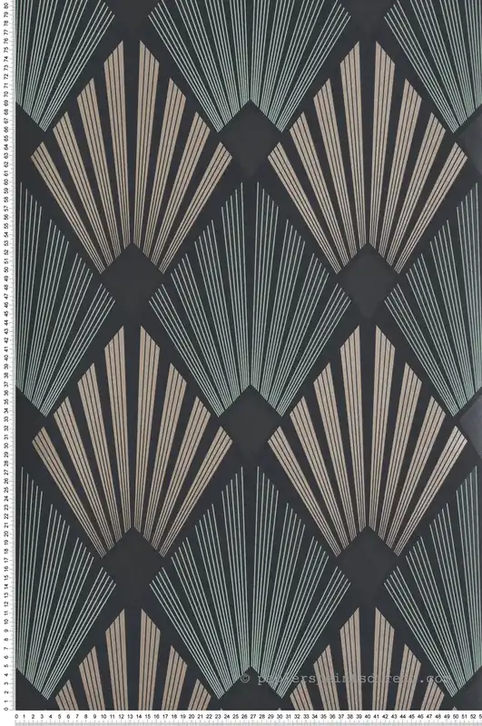 Prix Promo Papier peint Art Déco Gatsby noir vert irisé - The Texture Book de Masureel Réf. MAS-GAT302